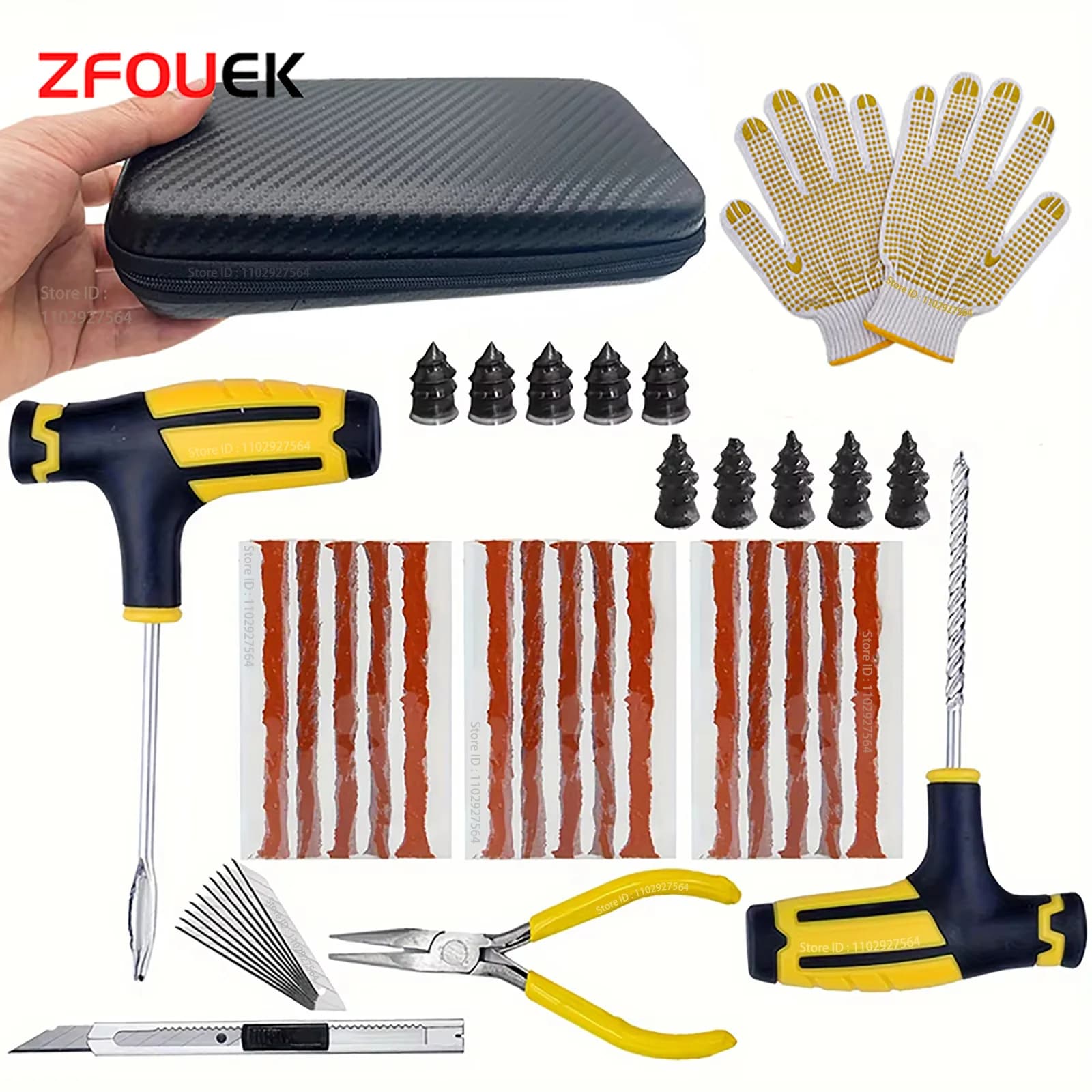 ZFOUEK Kit di riparazione pneumatici per auto Strumenti per tappo per puntura Emergenza per puntura pneumatici per strisce di pneumatici Kit di strumenti di riparazione colla per agitazione