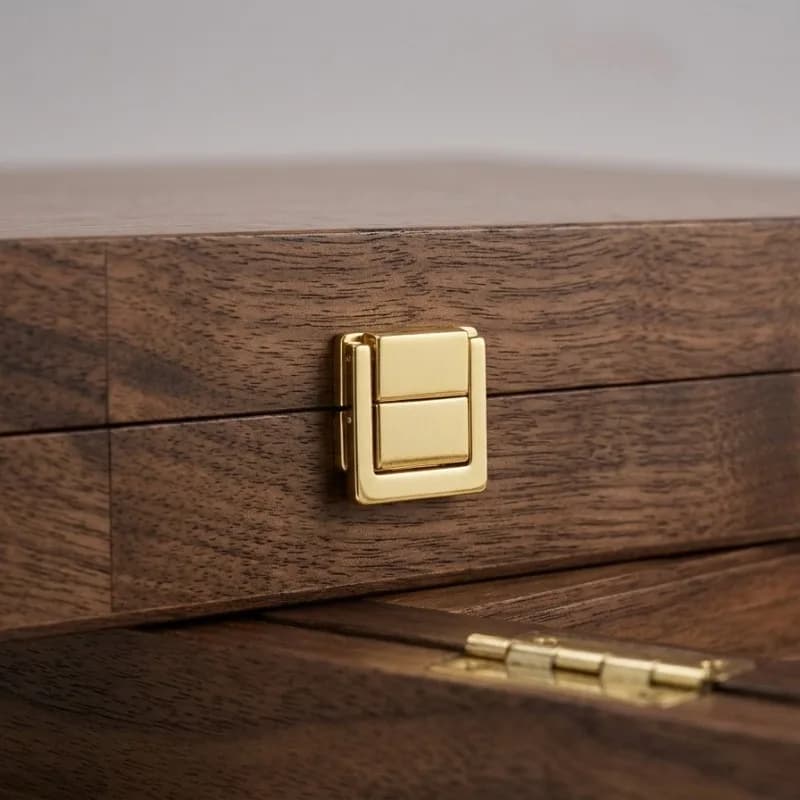 Set di Backgammon Pieghevole in Legno Massello di Alta Gamma, Scatola di Scacchi in Legno di Lusso con Pezzi con Chiusura Metallica, Gioco da Tavolo Educativo e Casual
