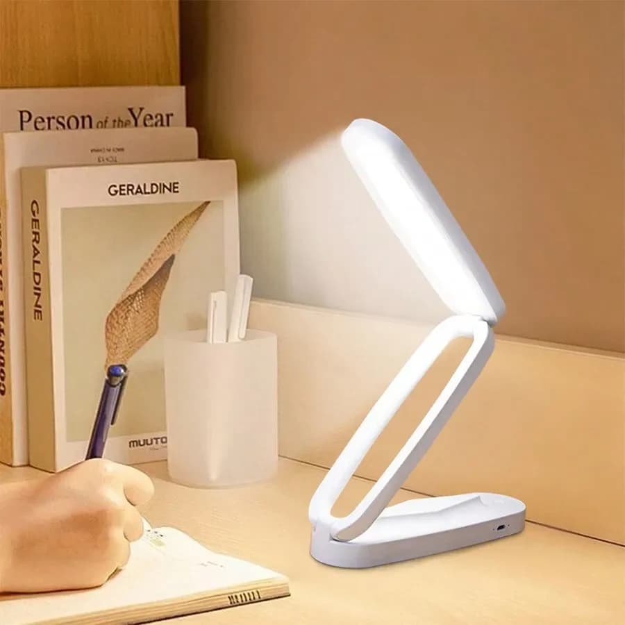 LED Folding Desk Lamp – Rechargeable eye‑care study light, touch‑control, portable for bedroom, dorm, travel, gift.