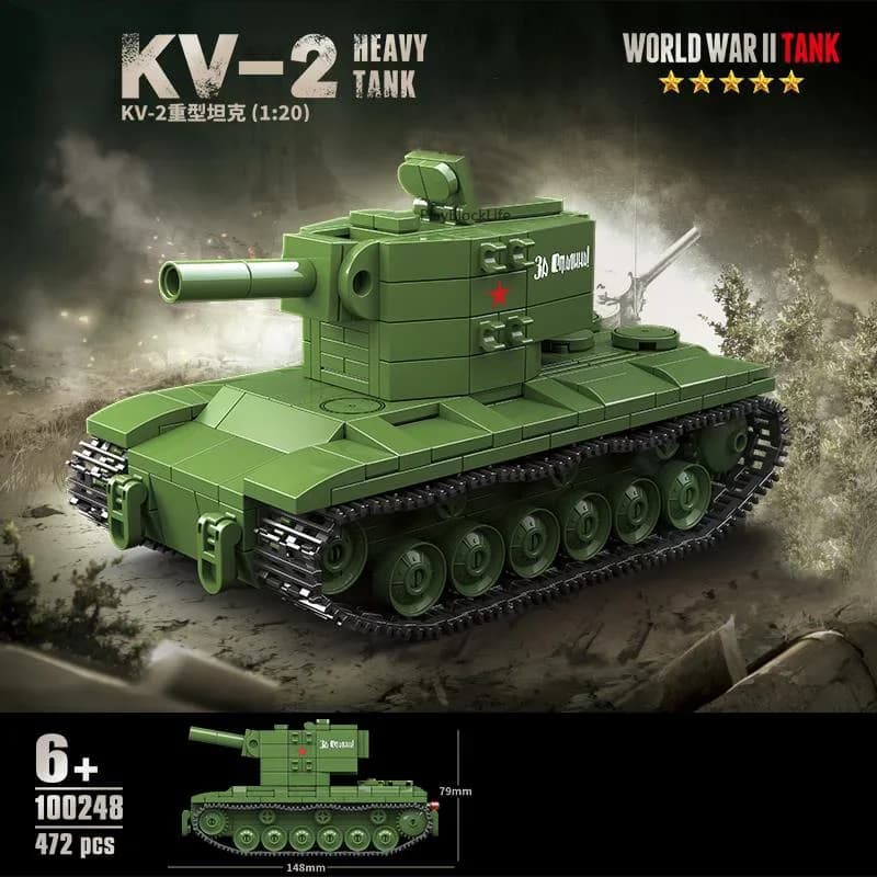 Esercito sovietica KV-2 Heavy Tank Building Blocks Ww2 mattoni militari della guerra mondiale giocattoli educativi per bambini regali di natale per bambini