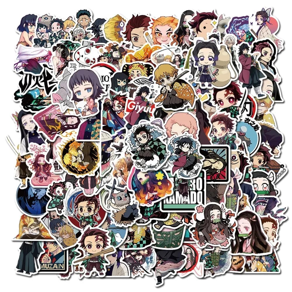 100 pezzi Demon Slayer adesivi anime giapponesi Graffiti skateboard frigorifero decorato notebook bagagli adesivo impermeabile