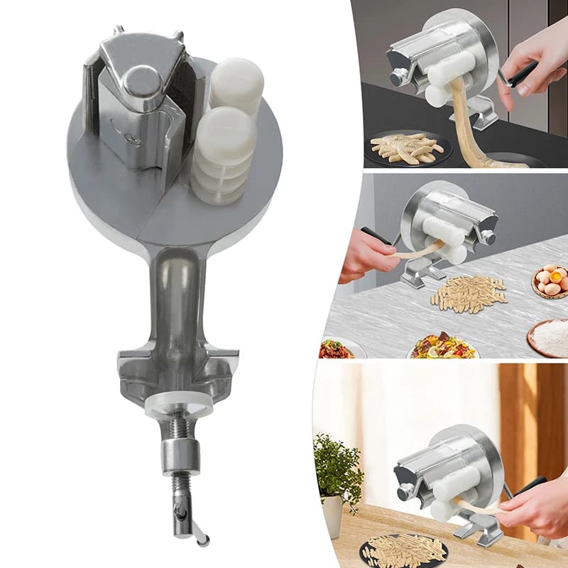 Macchina per fare noodle a manovella per pasta in lega di alluminio con base a clip Mini utensile da cucina fai da te in argento per spaghetti macaroni