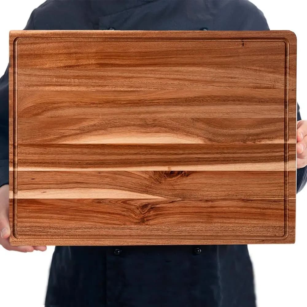 Extra Large cutting board in Acacia wood, 60 x 45 cm, Large butcher's cutter with groove for Juice
