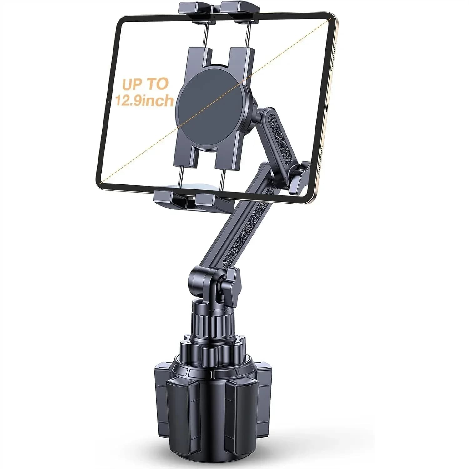 Car Cup Holder Tablet Mount with 15" Height Adjustable Stand for iPad Samsung Galaxy Tab 4.7-13"