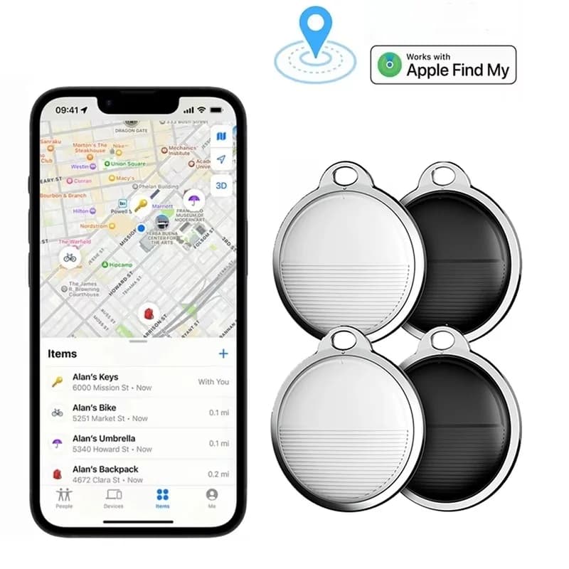 Localizzatore Bluetooth Smart Tag 1-6 Pezzi Compatibile con App Apple Find My per Tracciamento di Bagagli, Chiavi, Borse, Auto e Animali Domestici