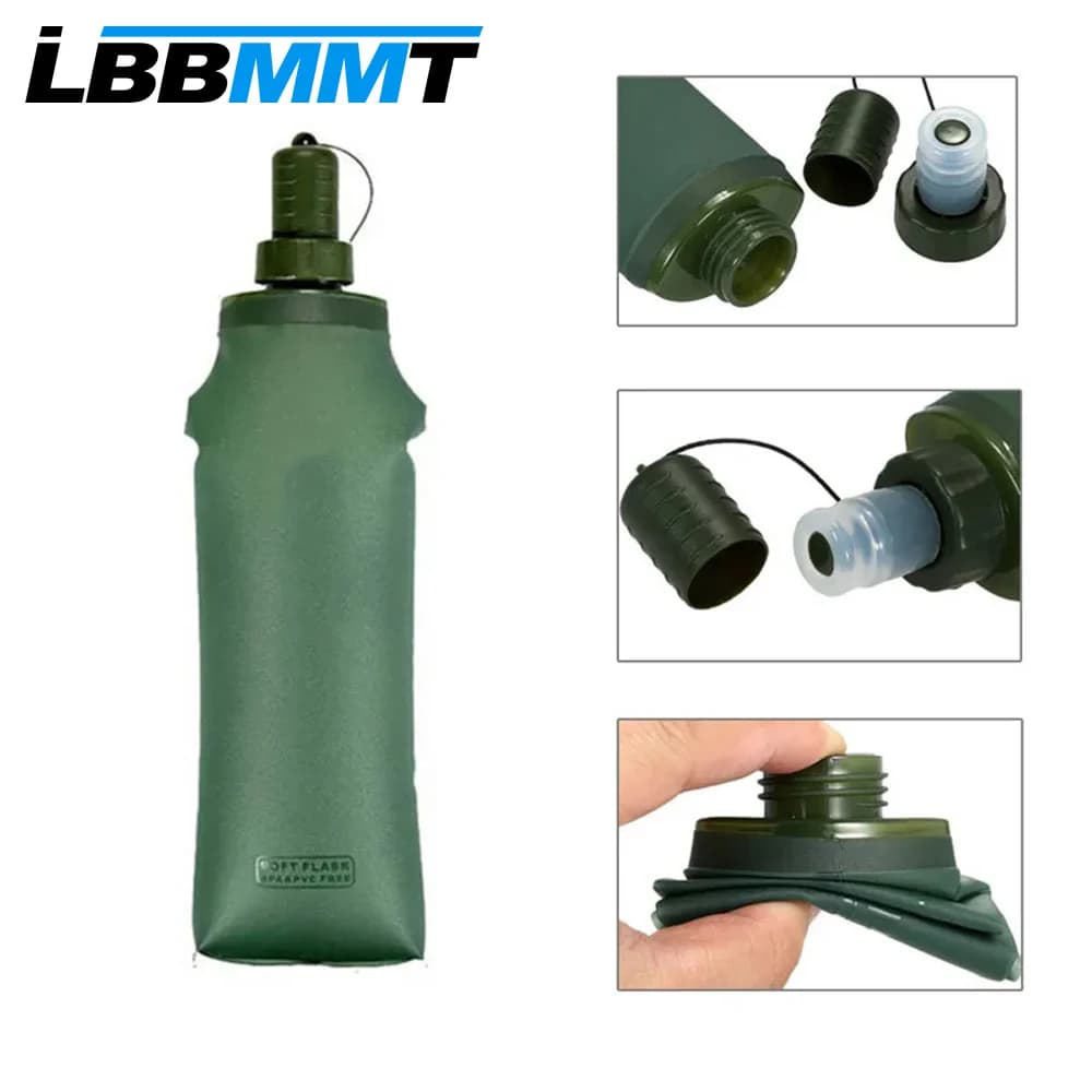 Soft Foldable Water Bottles in 250 ml 500 ml TPU Foldable Bottle without BPA for hydration package - Ideal for running, hiking, cycling