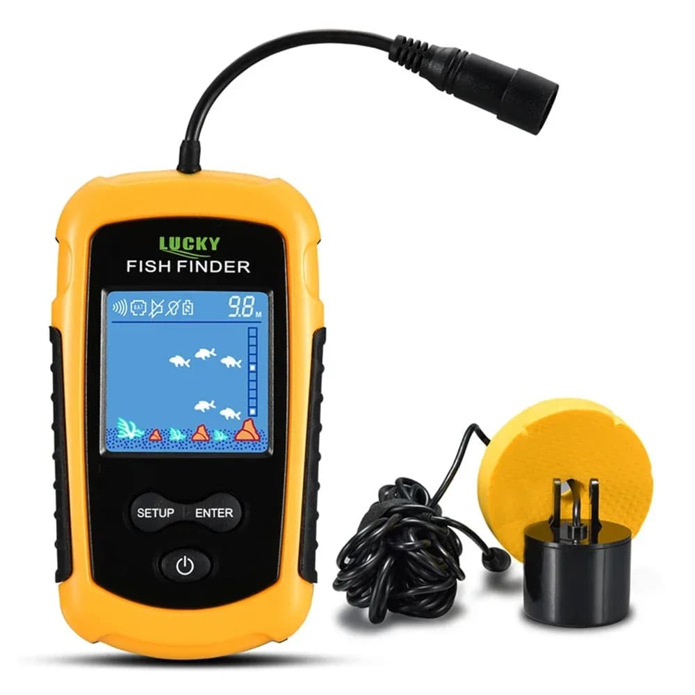 Schermo LCD a colori fortunato Fish Finder cablato portatile Portata di profondità 100M Sonar Echo Sounders Fishfinder Finder