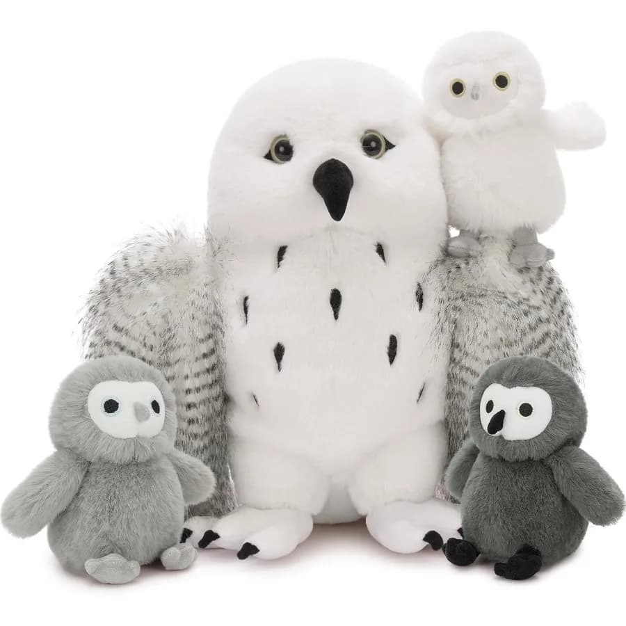Set di 4 pezzi di peluche gufo gigante gufo madre farcito con 3 gufi per bambini all'interno 18 graziosi gufo di peluche bianco morbido per ragazze ragazzi ideale