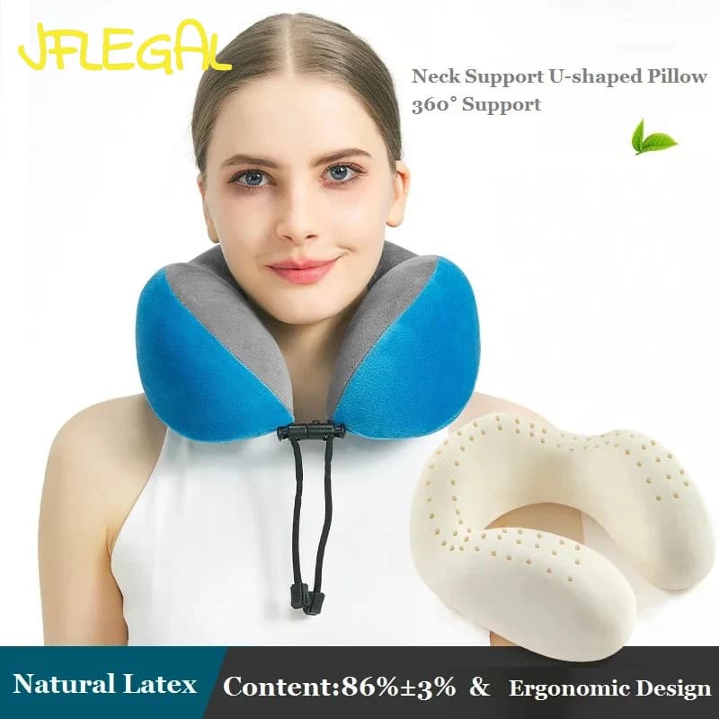 JFLEGAL cuscino per il collo in lattice naturale da viaggio per aereo cuscino a forma di U cuscino ortopedico per il corpo Kussen Oreiller Almohada cervicale