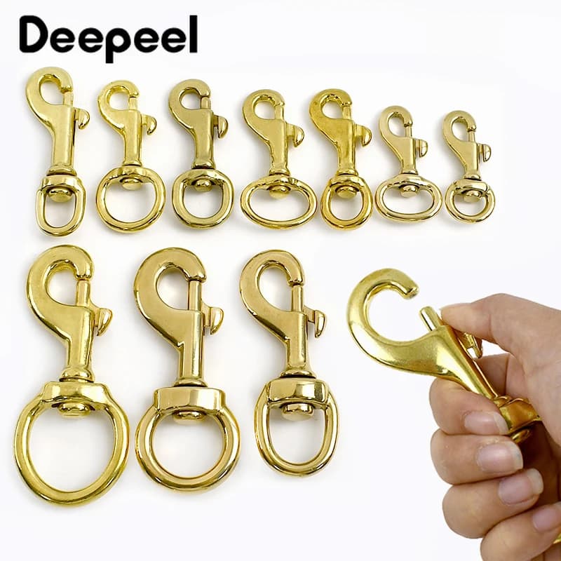 2 pezzi 10-30mm moschettone in ottone massiccio grilletto fibbia borsa cinghia collare per cani girevole chiusura a moschettone artigianato in pelle clip a scatto accessori