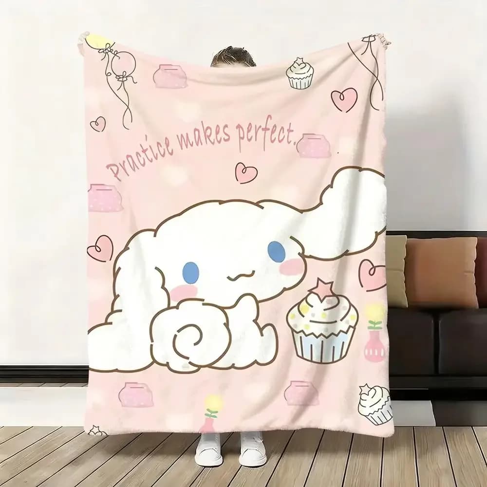 Sanrio Cinnamoroll Throw Flannel Fluffy Soft Blanket Warm Skin-Friendly Throw for Sofa Bed Office Nap Winter