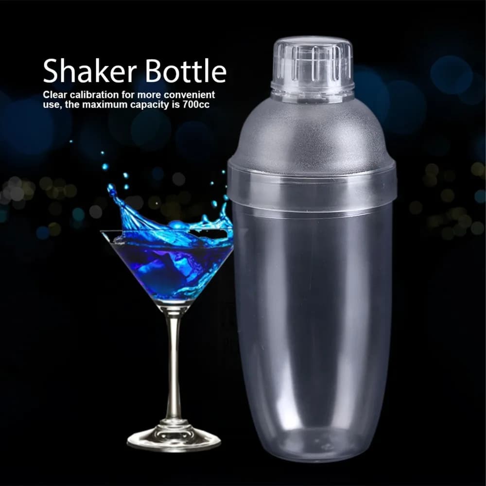Plastic Cocktail Shaker Three-piece Structure Sealed Mixing Container Smooth Inner with Markings Shaking Vessel Household