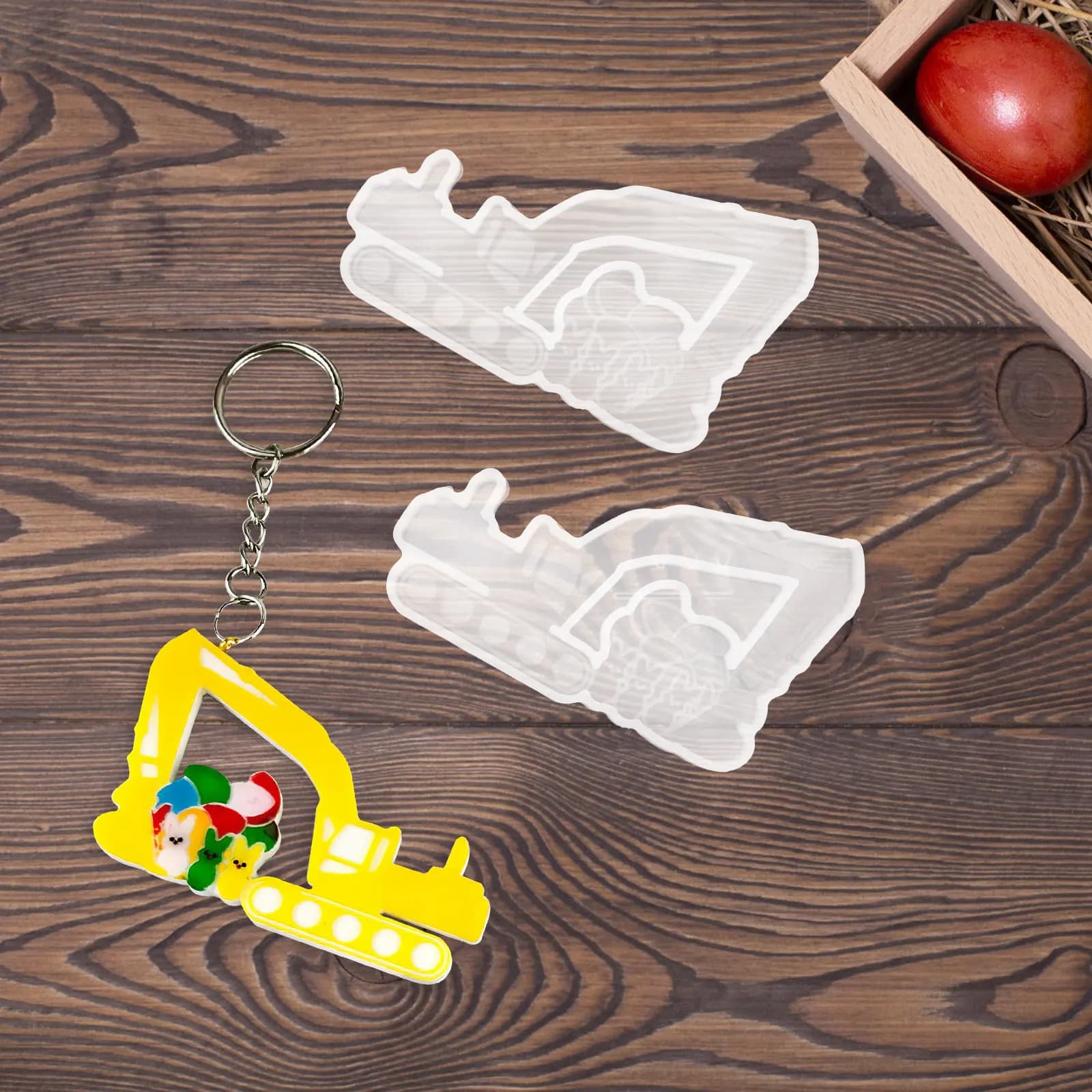 2 Pezzi Stampi Flessibili in Silicone a Forma di Escavatore per Resina Epossidica, Creazioni Fai-da-te, Fiori Secchi, Glitter, Cristalli, Compatibili con Resina