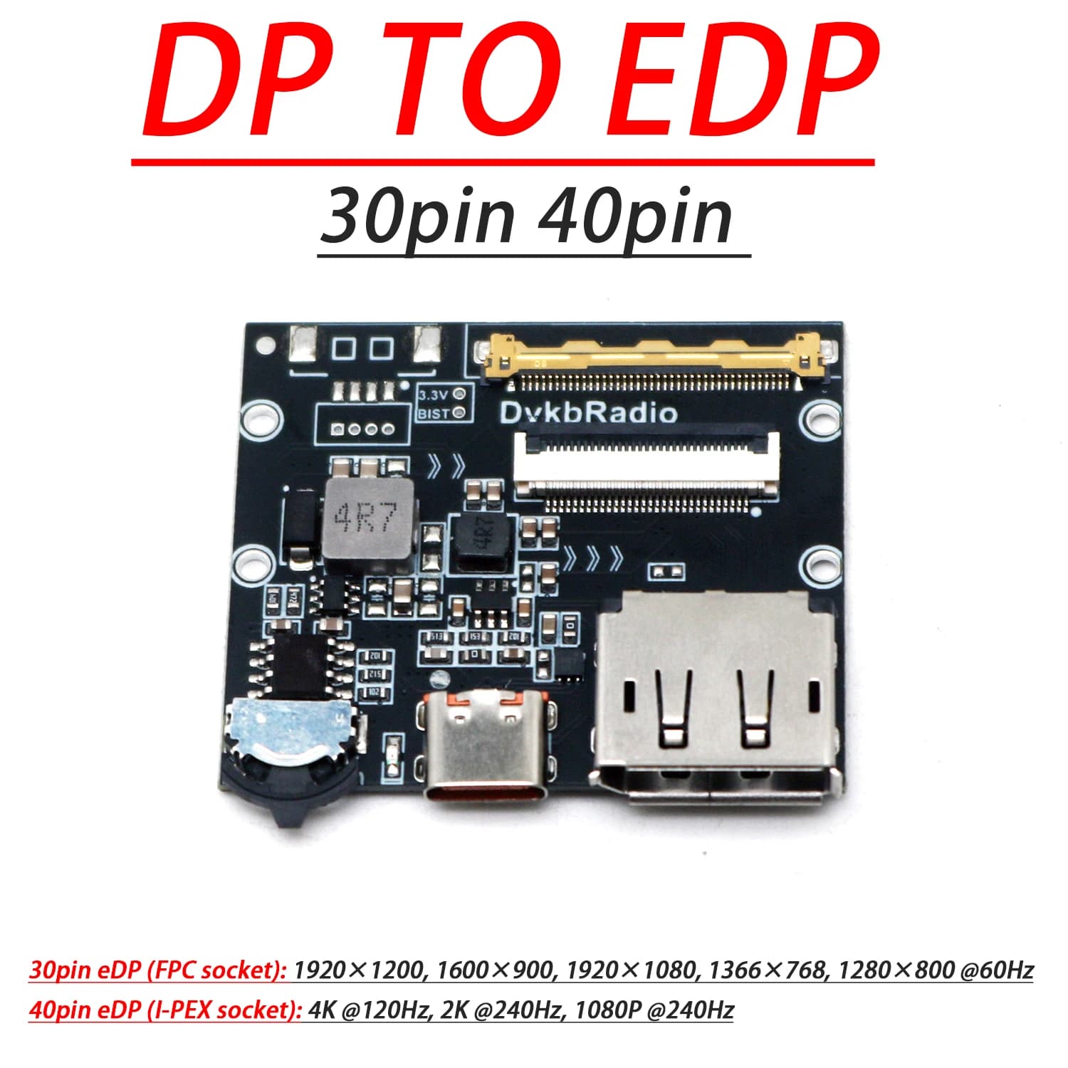 Scheda driver eDP 2K/4K per schermo LCD portatile Convertitore di segnale 30pin/40pin, display per proiezione DP a eDP Riparazione monitor portatile