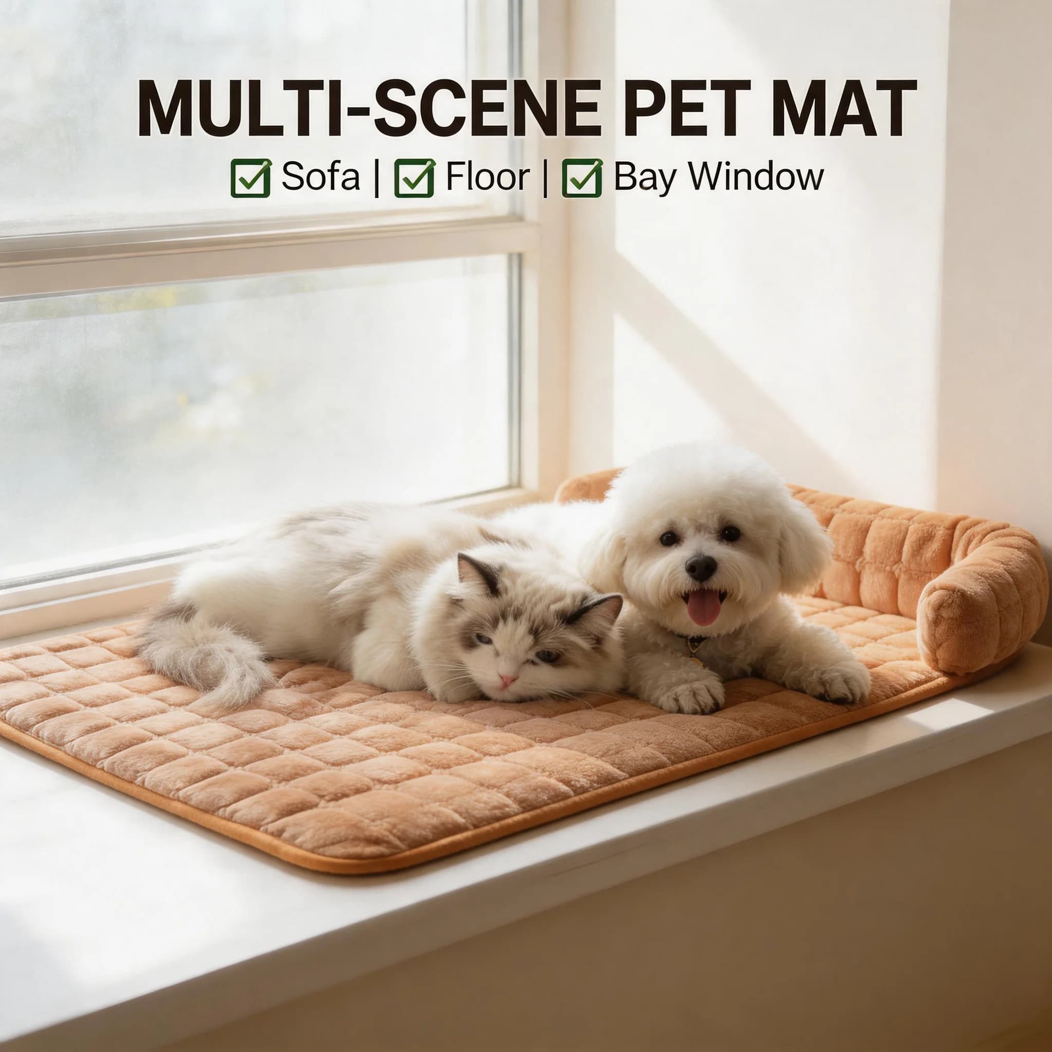 Pet Sofa Couch Cover Winter Warm Cozy Non-Slip Flannel Dog Bed Mat Soft Plush with Neck Pillow for Small Medium Large Dogs Cats