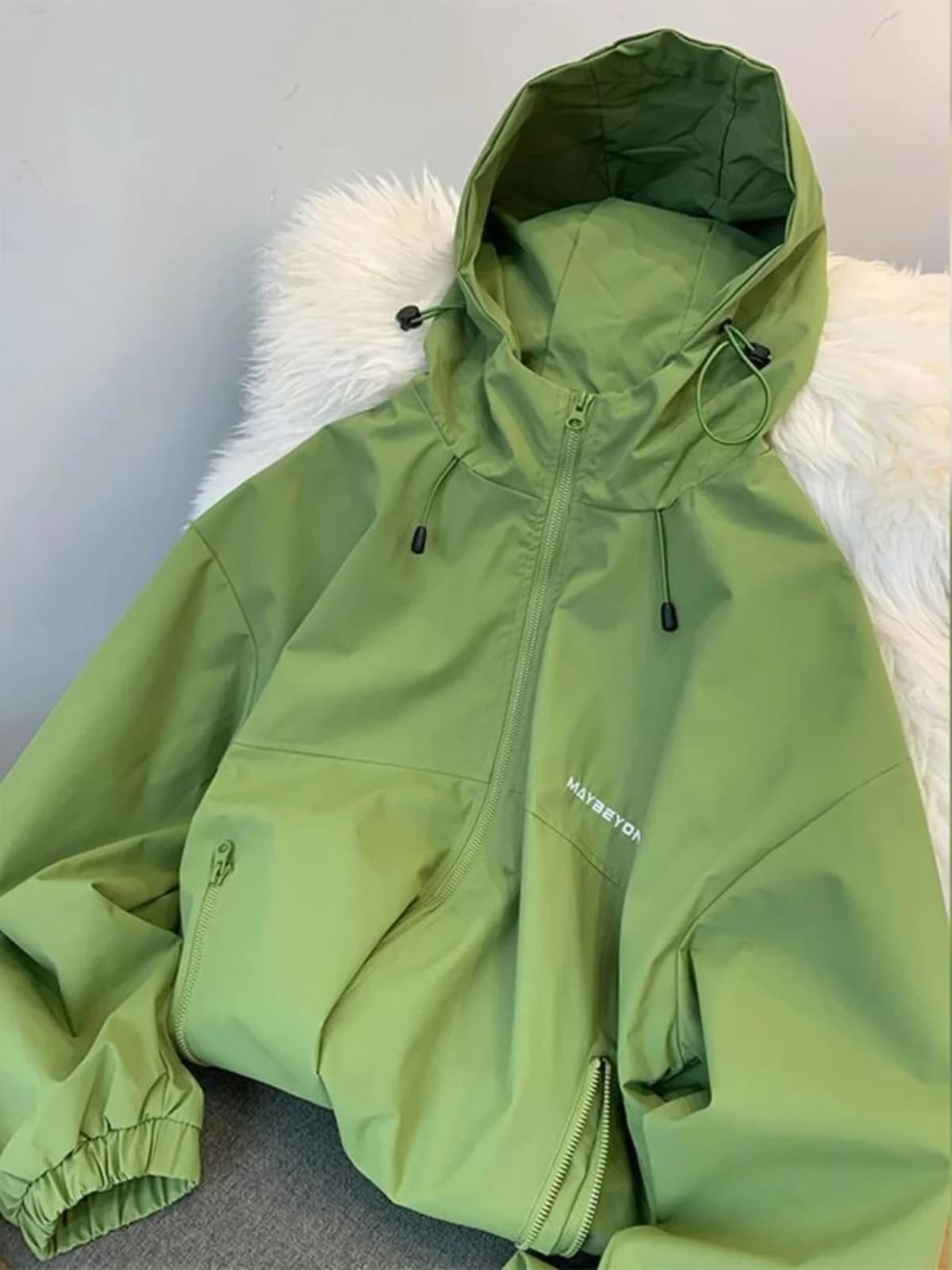 Casual American Workwear Style Women's Jacket Spring Autumn Popular Slimming Hooded Windbreaker Fashionable Commute Zipper Po...