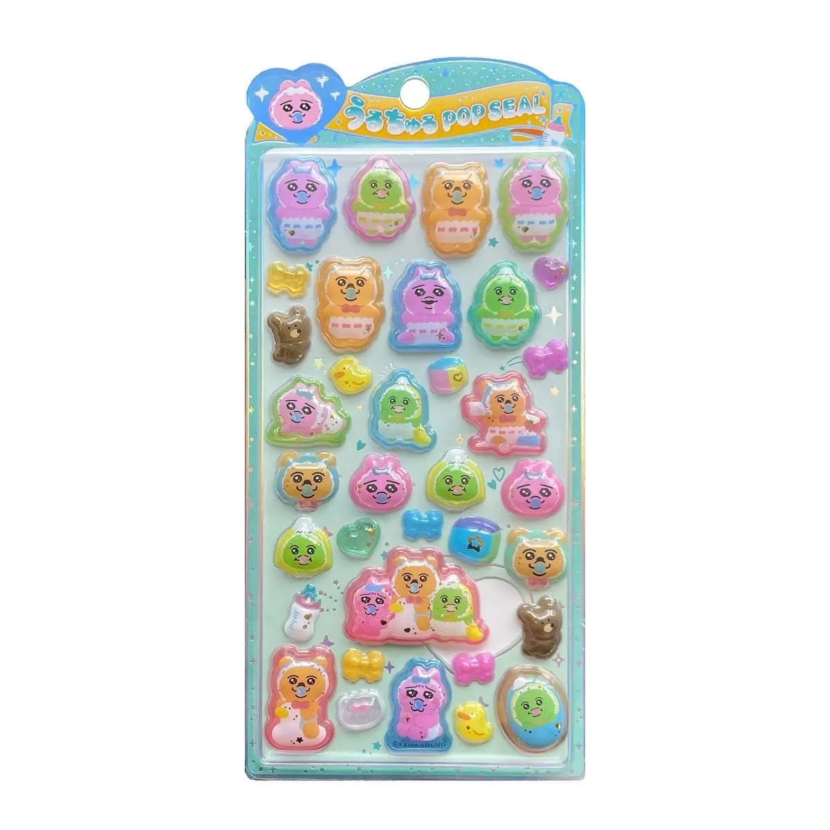 Kawaii Pants Rabbit 3D Puffy Crystal Stickers Colorful Pop Seal Stickers for DIY Journal Scrapbooking Phone Case Kids Stationery