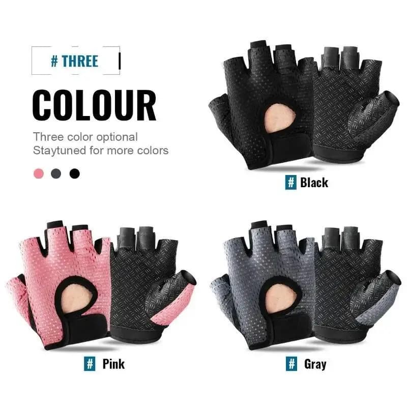 Gym anti-slip gloves for women, breathable, half fingers, for bicycle, cycling, weight lifting, yoga
