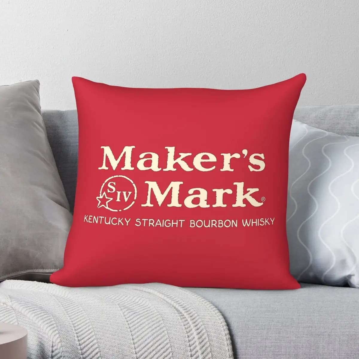 Federa per cuscino quadrata Maker's Mark in poliestere, lino, velluto, decorazione creativa con cerniera, copricuscino per divano 45x45