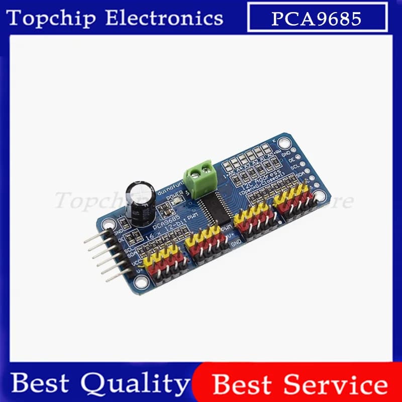 Driver Servo Shield PWM module at 16 Channels 12-Bit with I2C PCA9685 interface for Raspberry Pi