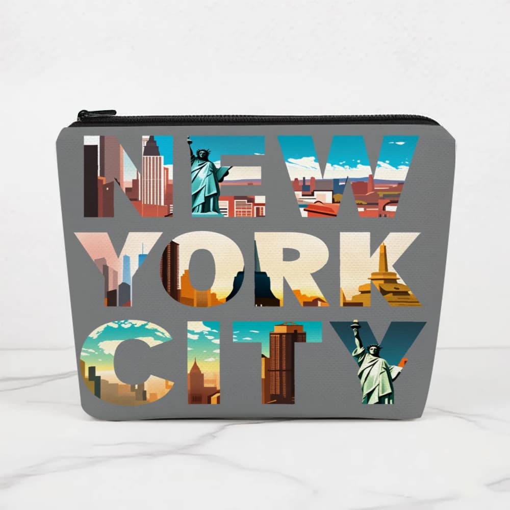 Borse per il trucco New York City Skyline Icons per ragazze, pochette per cosmetici, borsa da toilette, astuccio per matite, custodia da viaggio