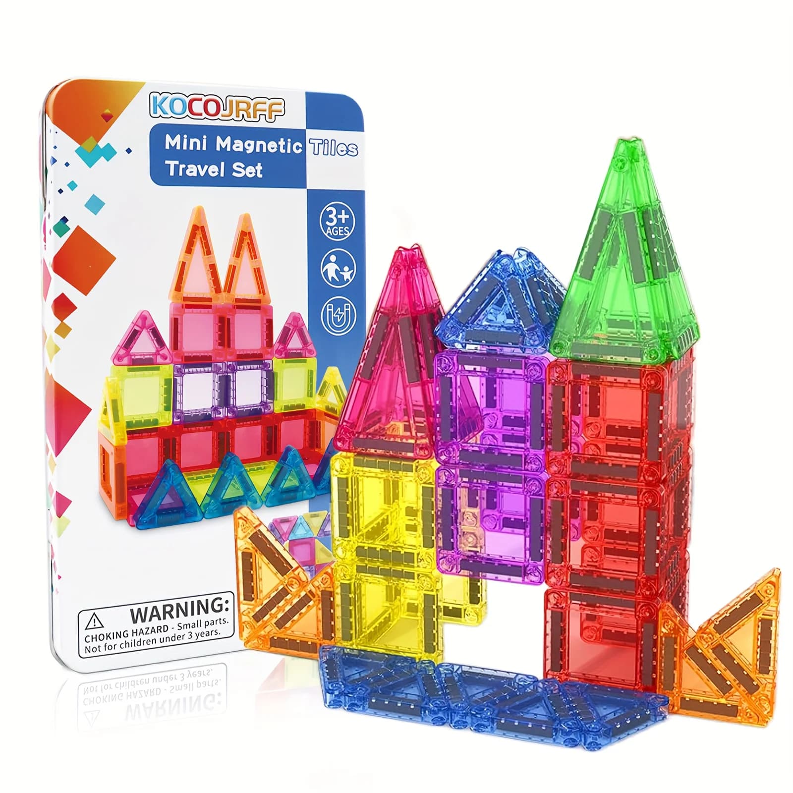 Mini giocattoli magnetici, con una scatola in metallo per una facile trasportabilità, blocchi magnetici da costruzione che possono essere utilizzati ovunque, comoda conservazione, adatti per regali di compleanno e di festa.