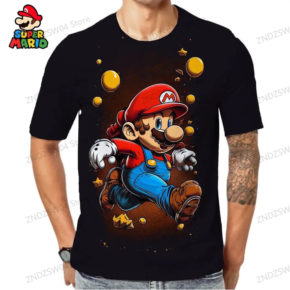 Super Mario Anime T-shirt per bambini da uomo 2024 Quick Dry Genitore-figlio Indossare T-shirt Estate 3D Stampa Streetwear Moda 110-6XL