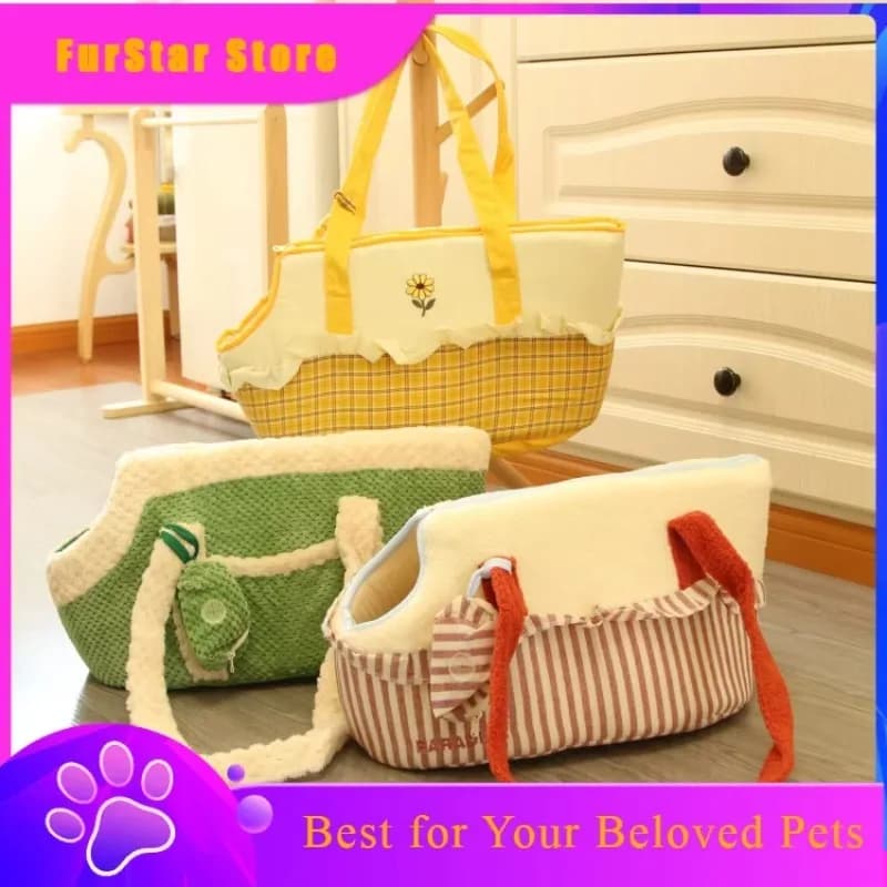 FurStarAutumn and Winter Fleece Pet Bags Small Dog Carrier Bags Poodle Yorkshire Terrier Pomeranian Puppy Carrier Cute Cat Bag