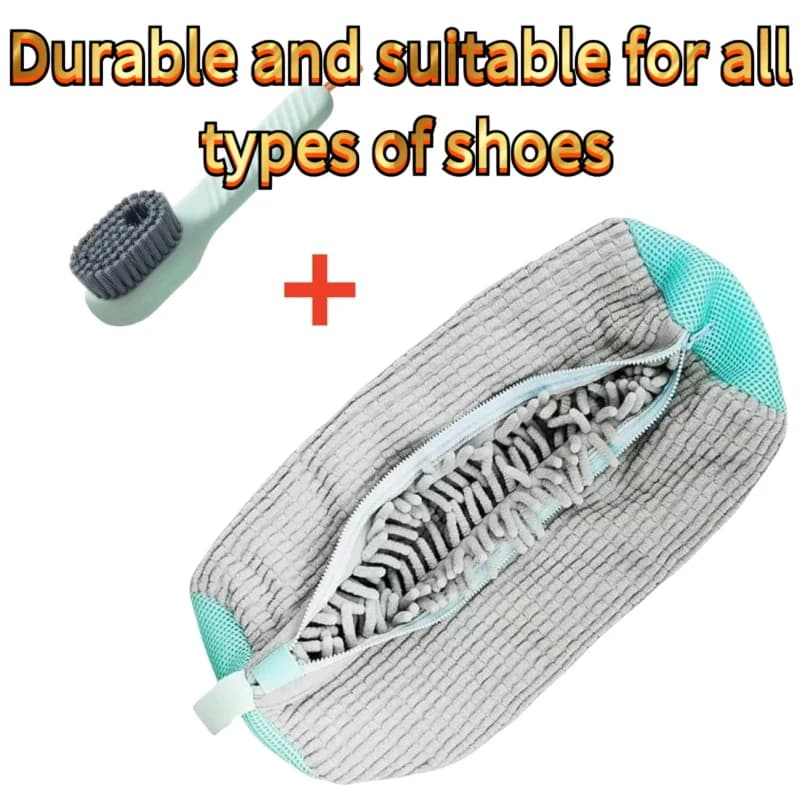Set of 6 Washable Shoe Bags in Washer Grigies with Soft Seed Cleaner Brush, Washer Bags All Types of Shoes
