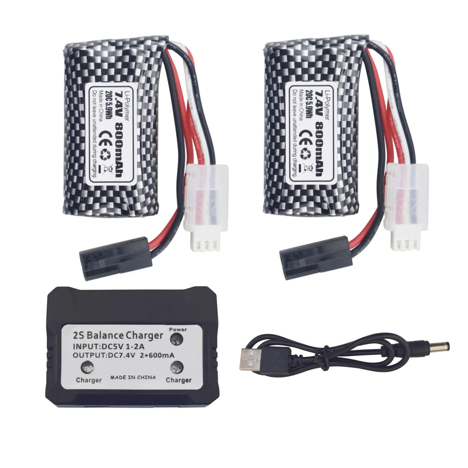 2PCS 7.4V 800mAh 5500-2P Spina Batteria Al Litio Con Caricatore 2-in-1 Per 9130 9135 9136 9137 9138 9145 RC Toy Car Fuoristrada