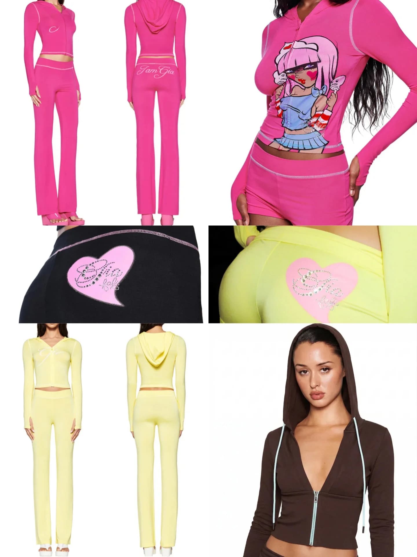 Gia Collection Hot Girl Slim Fit Hoodie And Micro Flared Sports Pants Set Casual Style High Elasticity Low Waist Two Piece Set