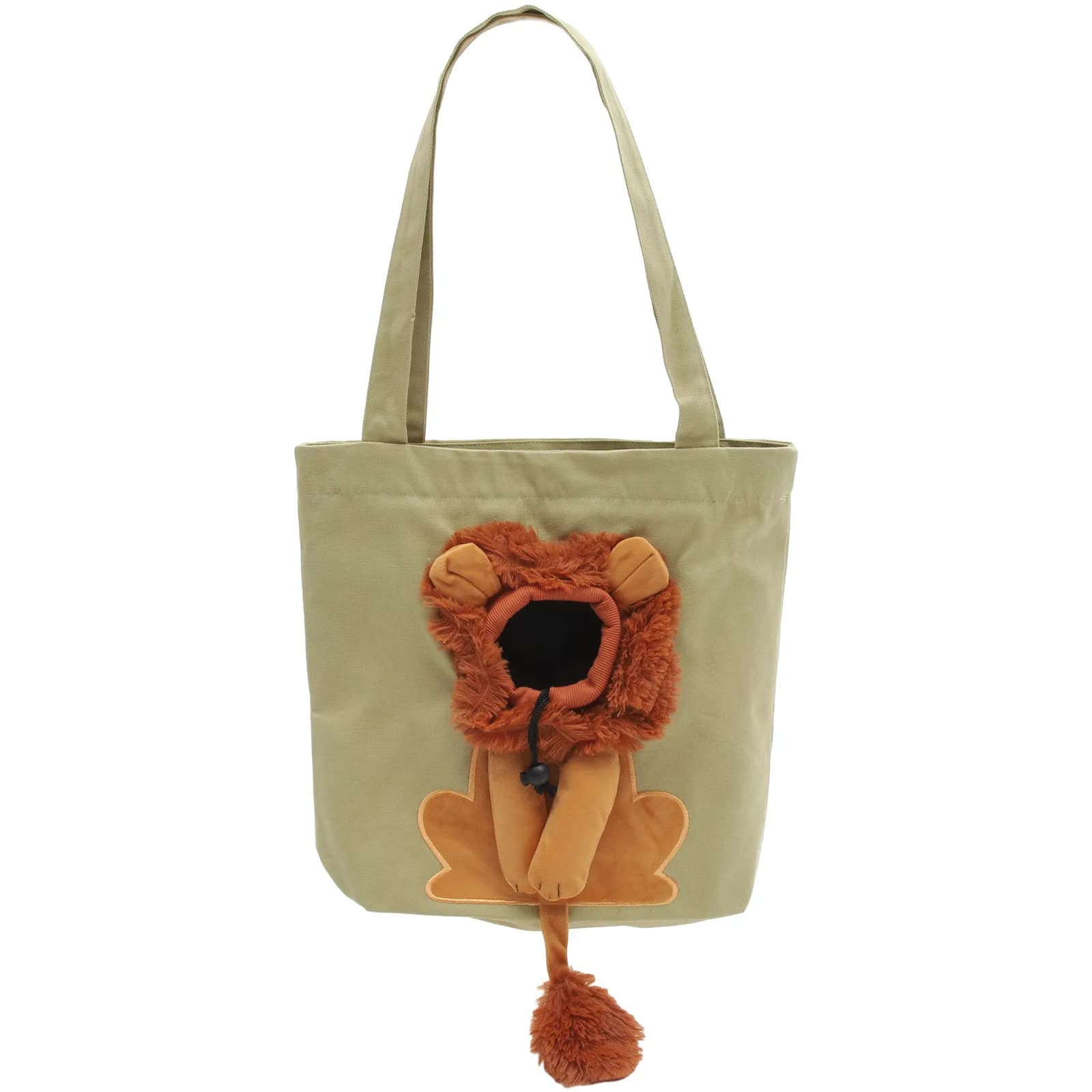 Canvas Lion Design Cat Carrier Bag Lightweight Portable Pet Carrying Shoulder Bag for Travel Small Dogs Cats Puppies