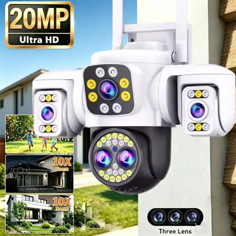 20MP Surveillance Wifi Camera Four Lens Triple Screen Security Wireless Baby Monitor Two-way Automatic Human Tracking Monitor