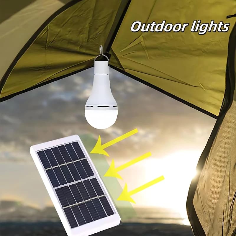 Luci da campeggio portatili a LED per esterni di emergenza ad energia solare da 7/9/12 W con pannello da 1 W per la pesca in tenda da campeggio da giardino all'aperto