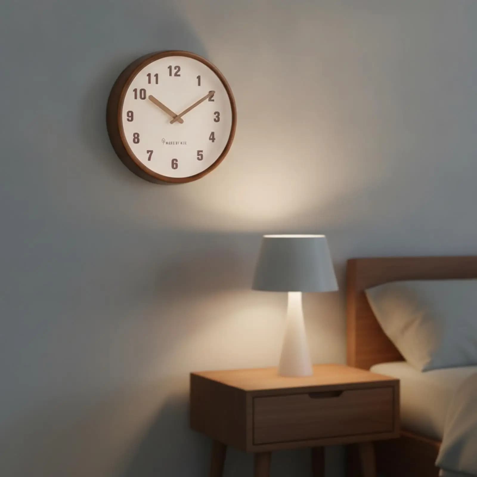 Analog Wall Clock with Woodgrain Frame | digital, Round Wall Clock, for Living Room