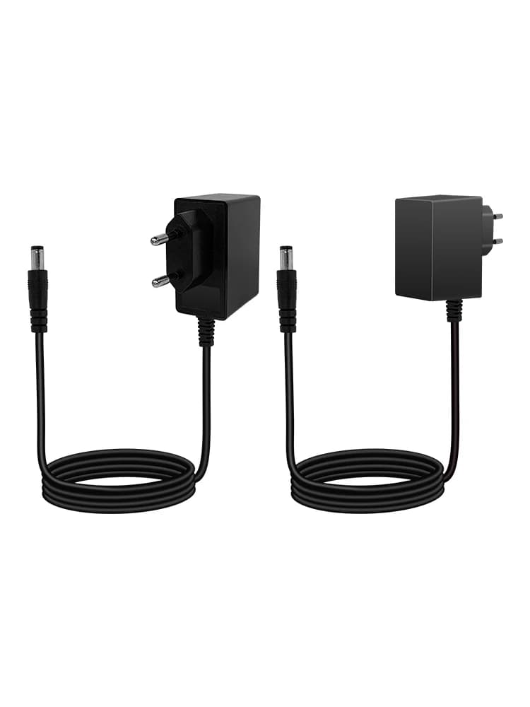 Alimentatore switching nero 12V 1.5A 18W con spina EU, caricatore AC-DC per strisce LED e telecamere di sicurezza CCTV