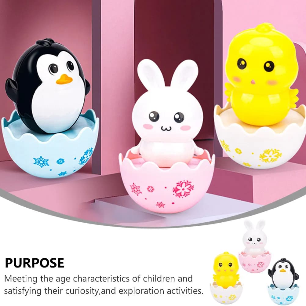 Set di 3 Giocattoli per Neonati, Giocattoli Educativi per Bambini, Adorabili Sonagli e Tumbler per Neonati e Bambini
