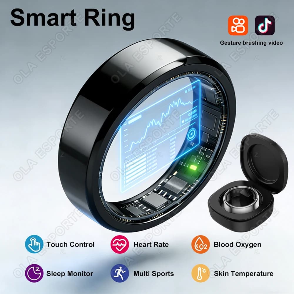 Smart Ring for Men and Women with Touch Control Function, Health Monitoring, Waterproof IP68 5ATM, Cutane Temperature Measurement, Intelligent Ring 2026 New