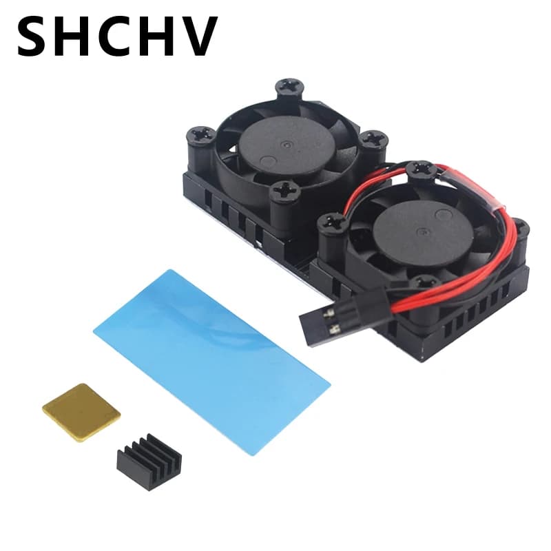 Raspberry Pi 4 Double Fan with Heat Sink Cooling System Double Cooling Fan Cooling Radiator for Raspberry Pi 4 Model B 3B Plus