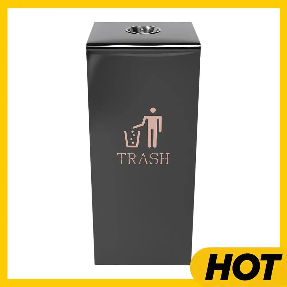 Cestino per Rifiuti Commerciale in Acciaio Inox per Esterni con Secchio Interno Rimovibile, Bidone per Patio, Hotel, Parco, Giardino