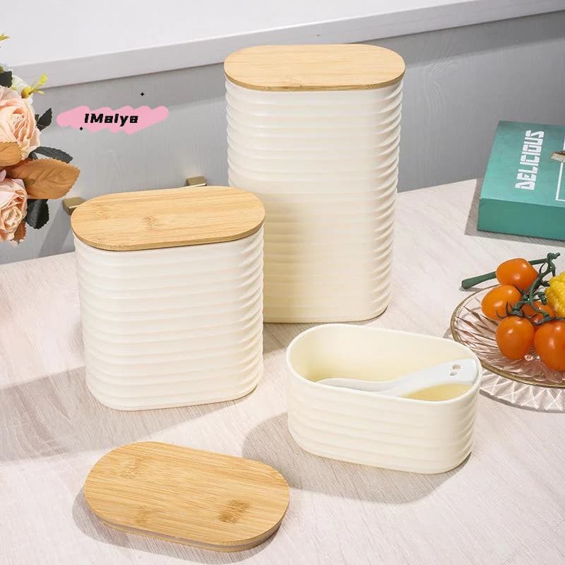 Barattolo in legno con coperchio per alimenti - Contenitore sigillato per cucina con coperchio per una conservazione e un'organizzazione efficienti della dispensa