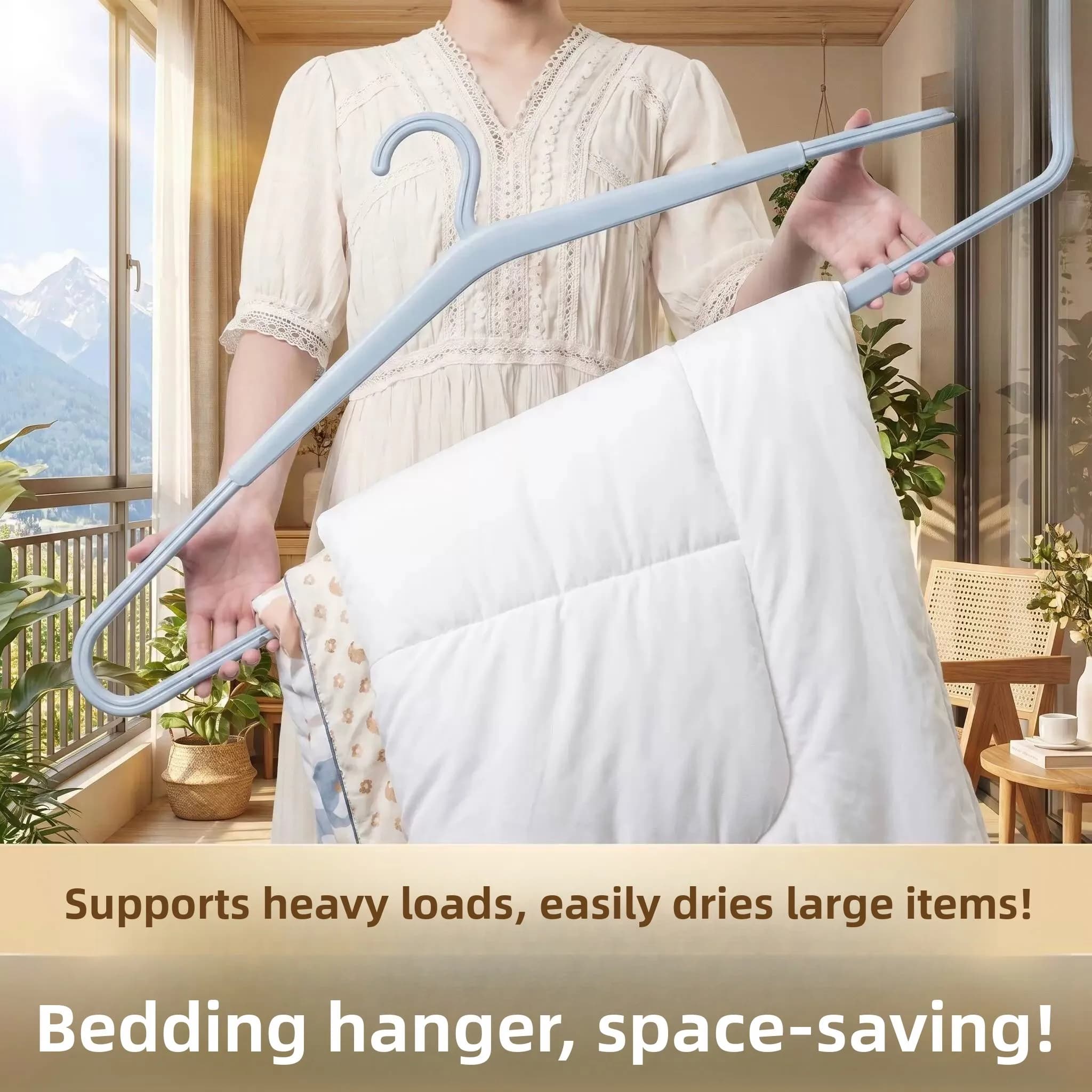 No-Trace Anti-Slip Clothes Hanger for Balcony Blanket Duvet Quilt Sheet Drying Thickened Extended Bedding Special Purpose