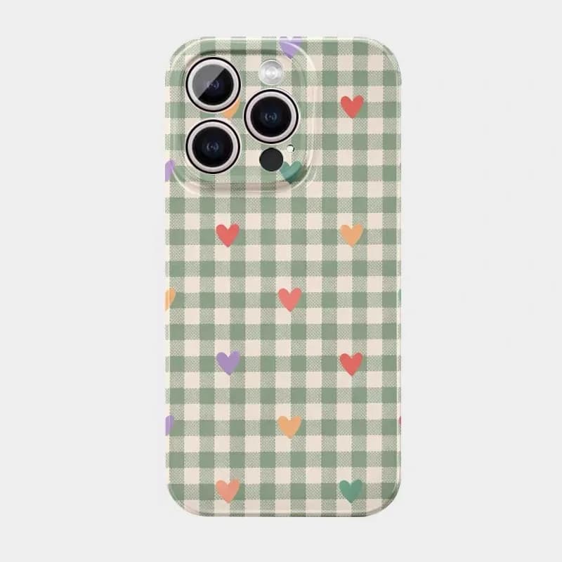 Cover per telefono a cuore a righe verdi per IPHONE 17 Air 16E 15 PROMAX 14 Plus 13 12 MINI 11 PRO 16Plus XR XS MAX SE in acrilico