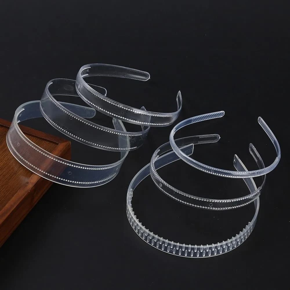 3 Pezzi Cerchietti per Capelli Trasparenti 8/18/25mm, Antiscivolo con Denti, in Plastica Trasparente, Fai da Te, Fermacapelli, Accessorio per Lavaggio Viso