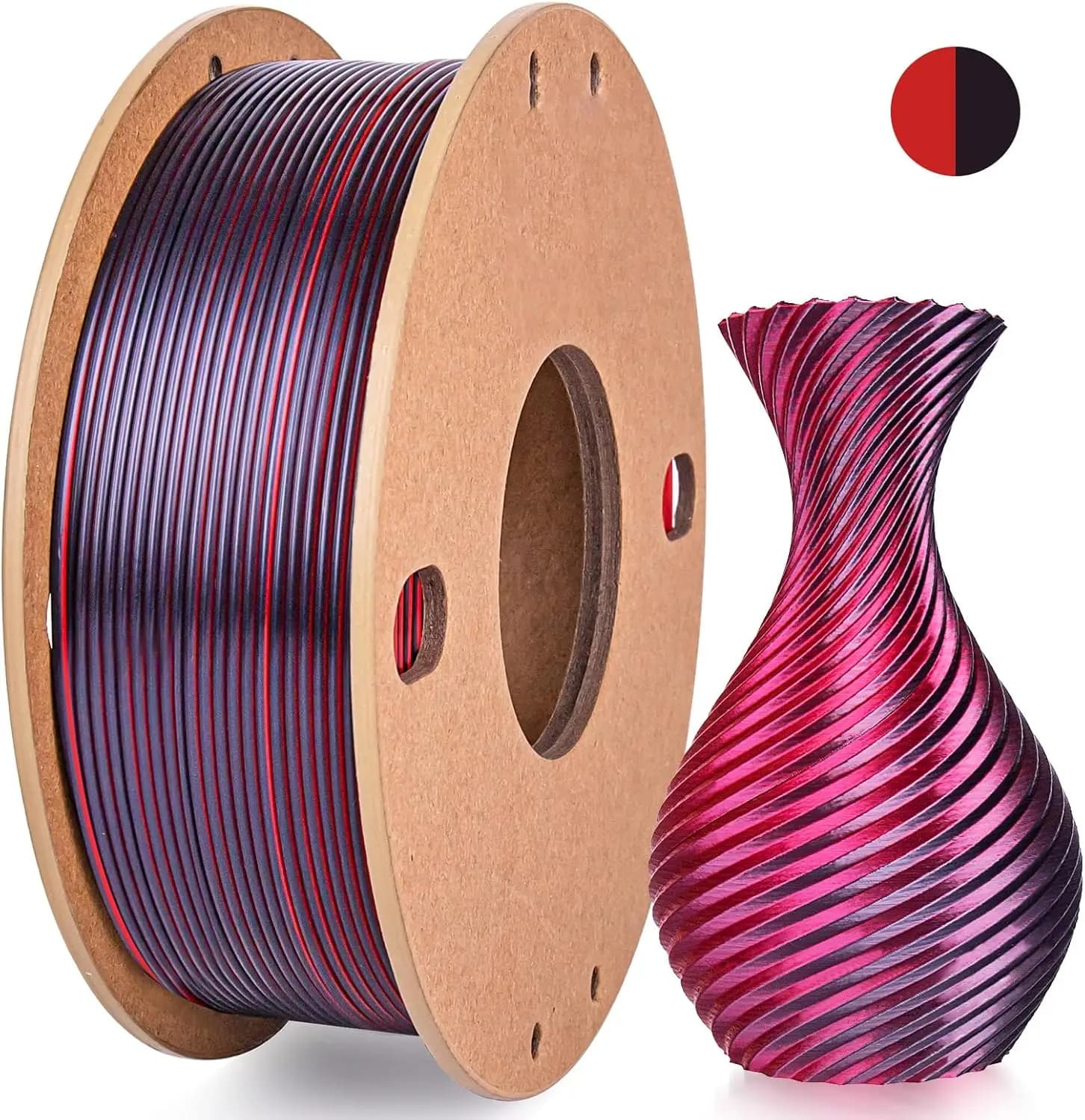 Filament PLA Silk 1.75mm 250g - 2 Colors in 1 Coil, 3D Polished Filament Compatible with Most FDM Printers
