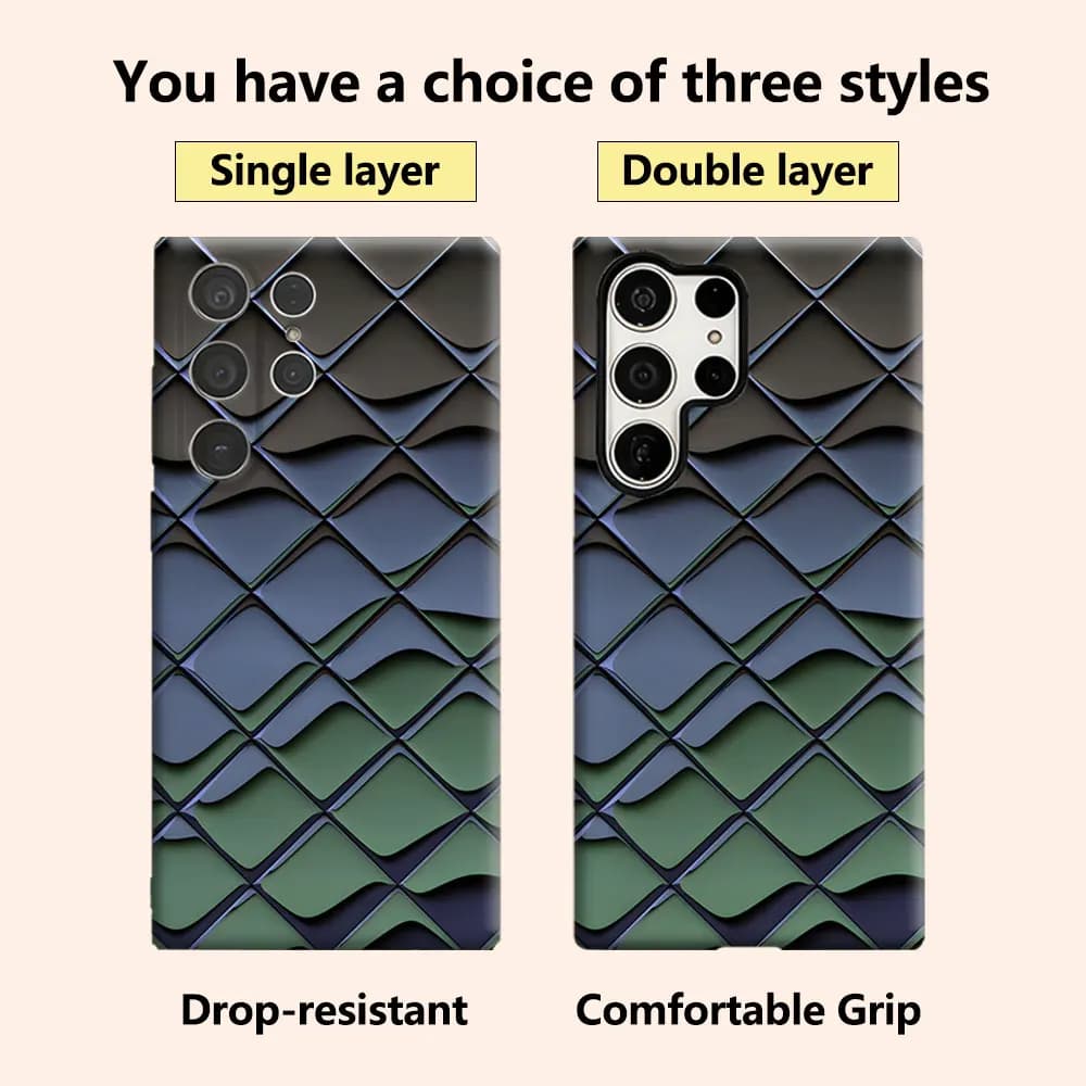 Gradient Tile Luxury Fashion Full Lens Protective Case for Samsung Galaxy S26 S25 S24 A56 A36 Plus Ultra