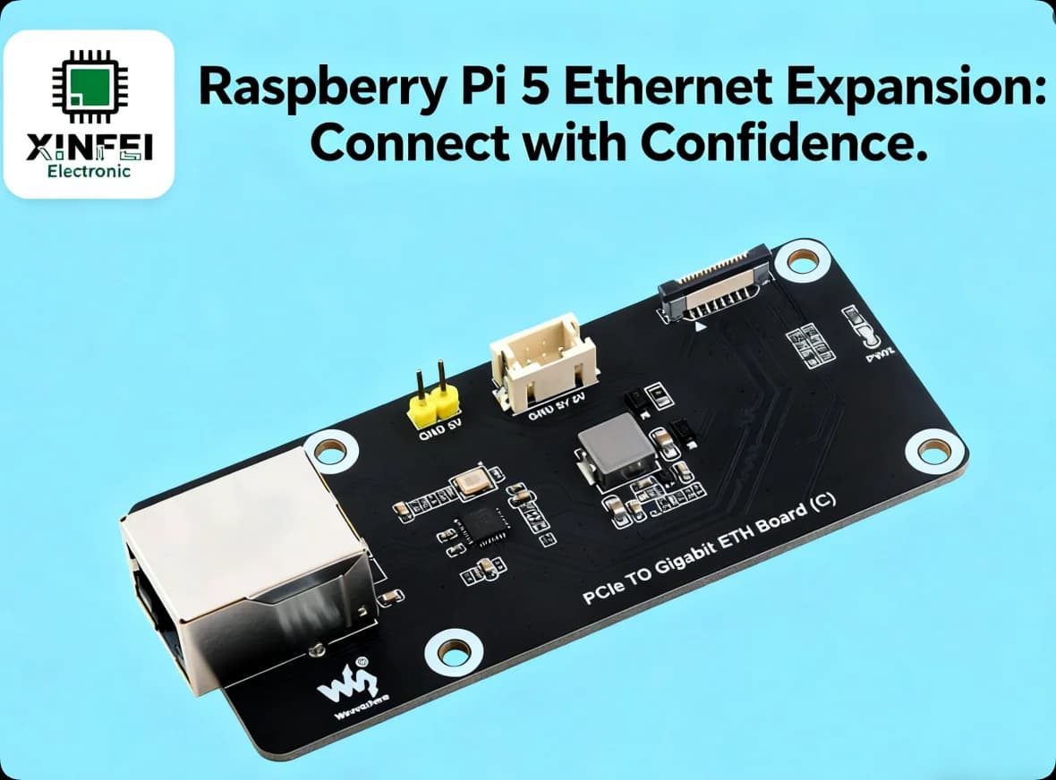 Scheda di espansione Raspberry Pi 5 PCIe a Gigabit Ethernet - Plug & Play, chip RTL8111H, design a montaggio laterale con base in acrilico