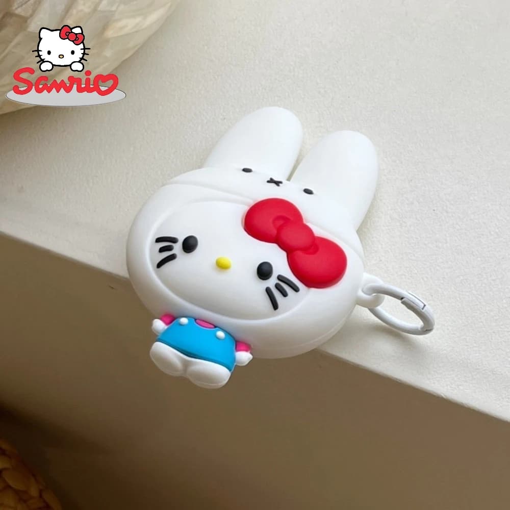 Custodia per auricolari Sanrio per AirPods Pro, Pro2, AirPods 3, 4, 2, 1 - Simpatica custodia protettiva 3D Hello Kitty in morbido silicone per cuffie