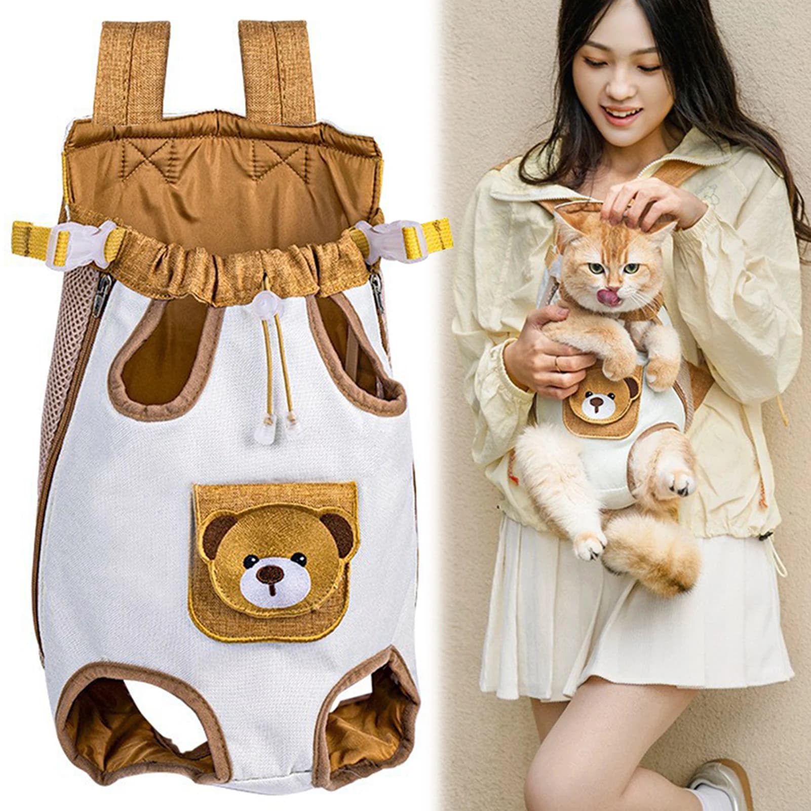 Breathable Cat Backpack Carrier,Hands-Free Pet Travel Bag,Portable Backpack For Dogs And Cats When Going Out,For Daily Walking