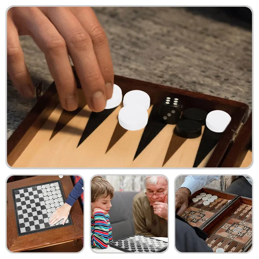 60 Pezzi Scacchi e Backgammon: Accessori Rotondi in Plastica Bianchi e Neri, Ricambi per Giochi da Tavolo